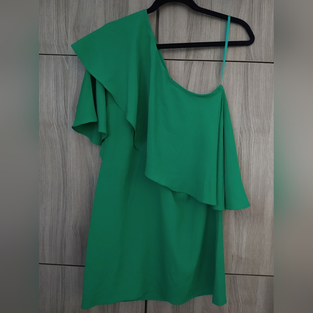 Collective Concepts Vibrant Green One-Shoulder Dress